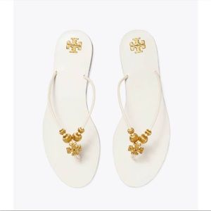 Tory Burch size 8.5 White Thong Capri Leather Sandals